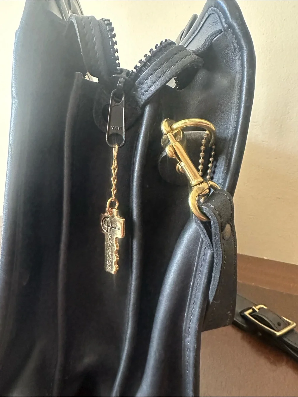 Jack Georges Authentic Belting Leather Professional Briefcase #9002 in Black